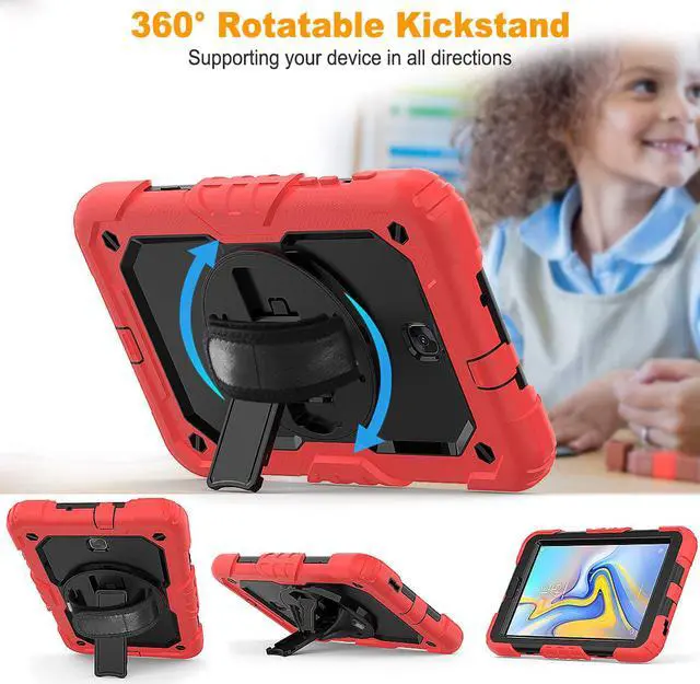 Alt view image 6 of 7 - Samsung Tab A 8.0 2018 Case Model SM-T387 with 360 Hand Strap & Stand Adjustable Shoulder Strap Full Body Protection Case Cover for Galaxy Tab A 8.0 with Pencil Holder & Built-in Screen Protector