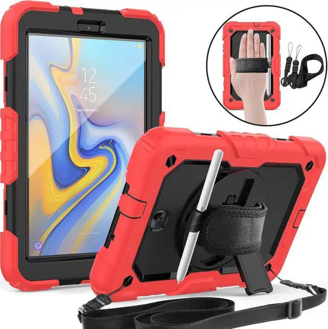 Main image of Samsung Tab A 8.0 2018 Case Model SM-T387 with 360 Hand Strap & Stand Adjustable Shoulder Strap Full Body Protection Case Cover for Galaxy Tab A 8.0 with Pencil Holder & Built-in Screen Protector