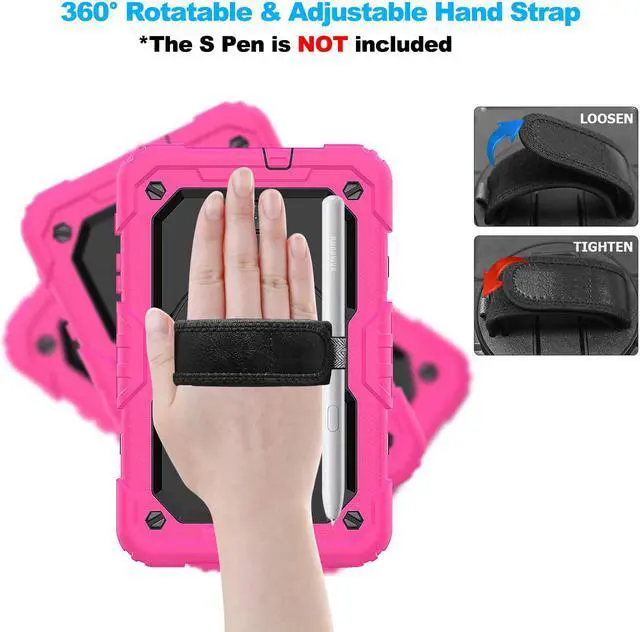 Alt view image 4 of 7 - Samsung Tab A 8.0 2018 Case Model SM-T387 with 360 Hand Strap & Stand Adjustable Shoulder Strap Full Body Protection Case Cover for Galaxy Tab A 8.0 with Pencil Holder & Built-in Screen Protector