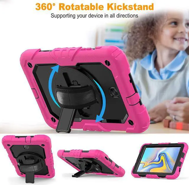 Alt view image 3 of 7 - Samsung Tab A 8.0 2018 Case Model SM-T387 with 360 Hand Strap & Stand Adjustable Shoulder Strap Full Body Protection Case Cover for Galaxy Tab A 8.0 with Pencil Holder & Built-in Screen Protector