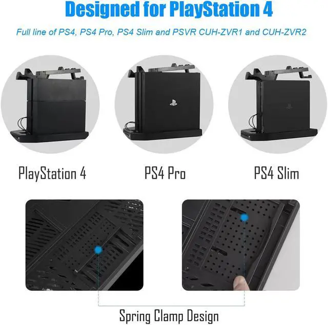 Alt view image 2 of 7 - PlayStation Vertical Stand Werleo PS4 Charging Station Cooling Fan Cooler PSVR Headset Storage Holder Charger Dock for DualShock & PS VR Move Motion Controller 4Port USB Hub for PS4 Slim Pro