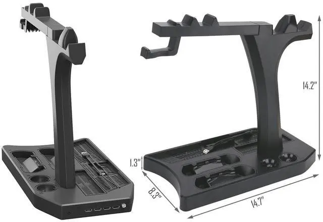 Alt view image 7 of 7 - PlayStation Vertical Stand Werleo PS4 Charging Station Cooling Fan Cooler PSVR Headset Storage Holder Charger Dock for DualShock & PS VR Move Motion Controller 4Port USB Hub for PS4 Slim Pro