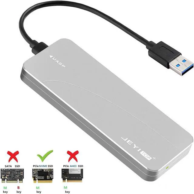 Main image of M.2 NVMe Enclosure Adapter 10Gbps USB 3.1 (Gen 2) to M.2 NVME SSD Portable Aluminum Enclosure with USB-C to USB-A Cables - Fits ONLY NVMe PCIe 2230/2242/2260/2280