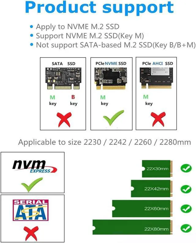 Alt view image 6 of 7 - M.2 NVMe Enclosure Adapter 10Gbps USB 3.1 (Gen 2) to M.2 NVME SSD Portable Aluminum Enclosure with USB-C to USB-A Cables - Fits ONLY NVMe PCIe 2230/2242/2260/2280