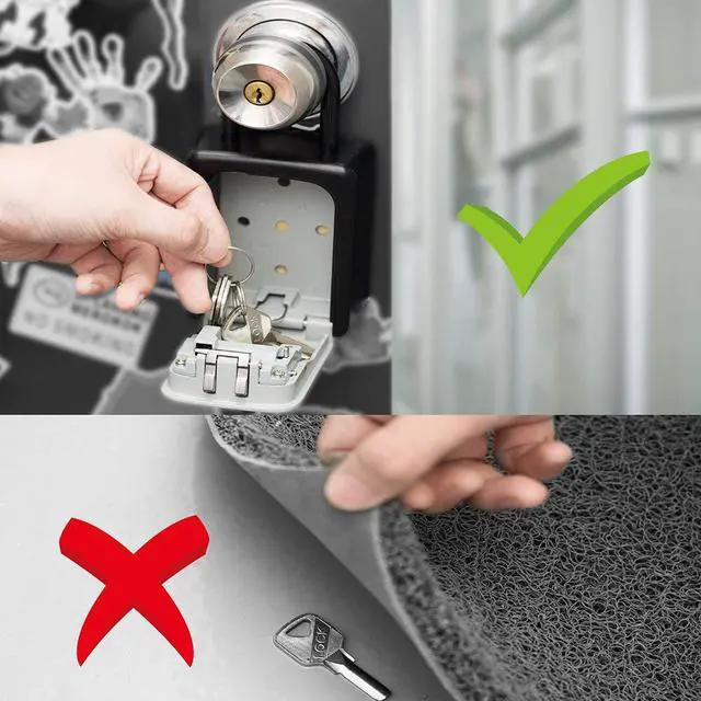 Alt view image 3 of 7 - Key Lock Box Combination Key Storage Lock Box with Resettable Code Portable Key Safe Box Door Knob or Wall Mount Outside for Realtors Contractors Kids Spare Key Storage Box