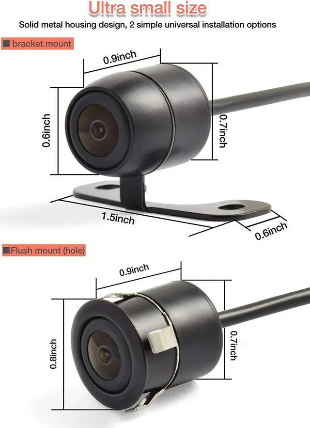 Alt view image 5 of 7 - Waterproof IP68 Backup Reverse Camera Car Rear View Night Vision Camera Universal Color CMOS Back up Parking HD Front View Camera 2 Installation Options- Mirror Image/Guidelines Switching