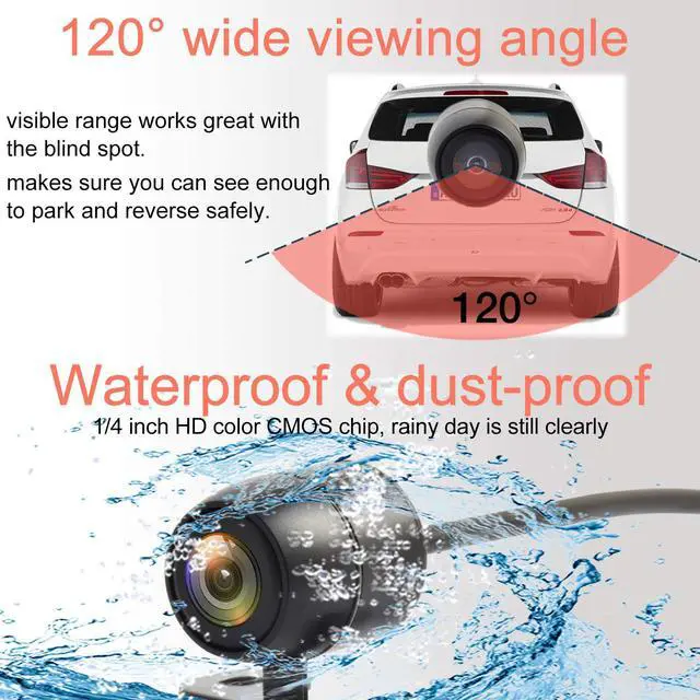 Alt view image 3 of 7 - Waterproof IP68 Backup Reverse Camera Car Rear View Night Vision Camera Universal Color CMOS Back up Parking HD Front View Camera 2 Installation Options- Mirror Image/Guidelines Switching