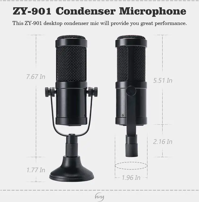 Alt view image 2 of 7 - Werleo Desktop Condenser Mic Set Professional Studio Microphone for Recording Cardioid Condenser PC Mic Comes with Miniature Stand and Adjustable Mic Stand