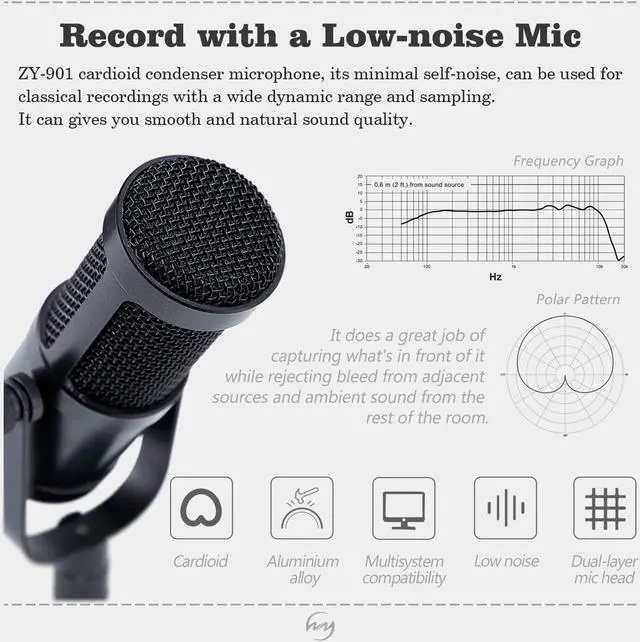 Alt view image 3 of 7 - Werleo Desktop Condenser Mic Set Professional Studio Microphone for Recording Cardioid Condenser PC Mic Comes with Miniature Stand and Adjustable Mic Stand