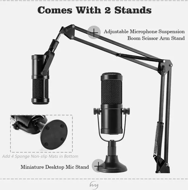 Alt view image 5 of 7 - Werleo Desktop Condenser Mic Set Professional Studio Microphone for Recording Cardioid Condenser PC Mic Comes with Miniature Stand and Adjustable Mic Stand