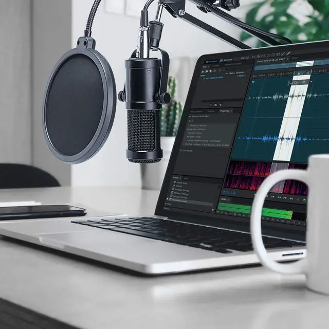 Alt view image 7 of 7 - Werleo Desktop Condenser Mic Set Professional Studio Microphone for Recording Cardioid Condenser PC Mic Comes with Miniature Stand and Adjustable Mic Stand
