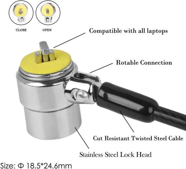 Alt view image 2 of 7 - Laptop Cable Lock Hardware Security Cable Lock Zinc Alloy Anti Theft Combination Lock for iPad Tablet Laptop MacBook Dell HP Lenovo Kindle Samsung Android All Other Notebooks Tablets