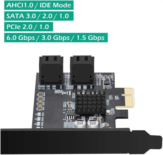 Alt view image 4 of 7 - PCIe 2.0 x 1 to SATA III 4 Ports Adapter Card Marvell Chipset Non-Raid for IPFS Mining and Adding SATA 3.0 Devices
