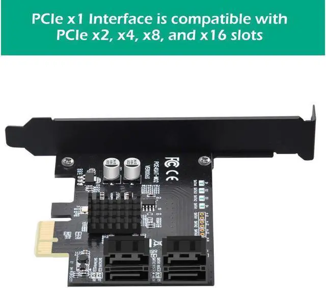 Alt view image 2 of 7 - PCIe 2.0 x 1 to SATA III 4 Ports Adapter Card Marvell Chipset Non-Raid for IPFS Mining and Adding SATA 3.0 Devices