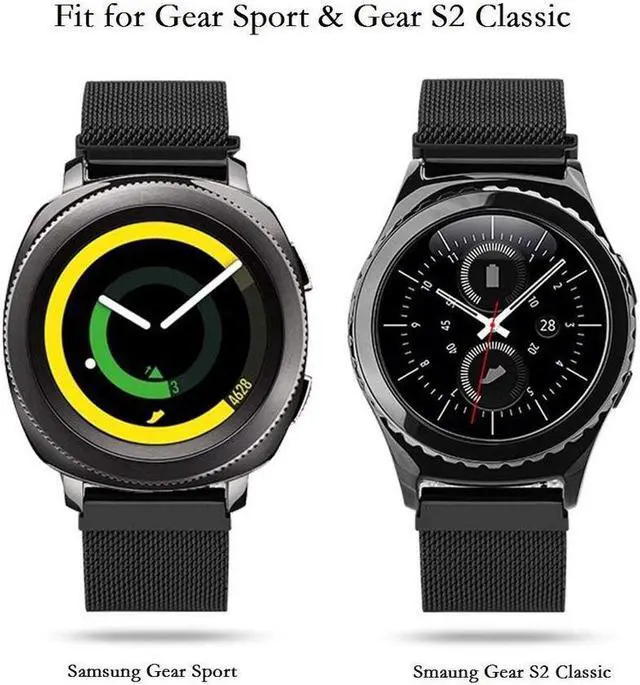 Alt view image 2 of 7 - Compatible Galaxy Watch (42mm)/Galaxy Watch Active Bands Sets, 20mm 2 Pack Stainless Steel Band+ Mesh Loop Band Bracelet Strap for Compatible Galaxy Watch 42mm/Ticwatch E/Galaxy Watch Active 40mm