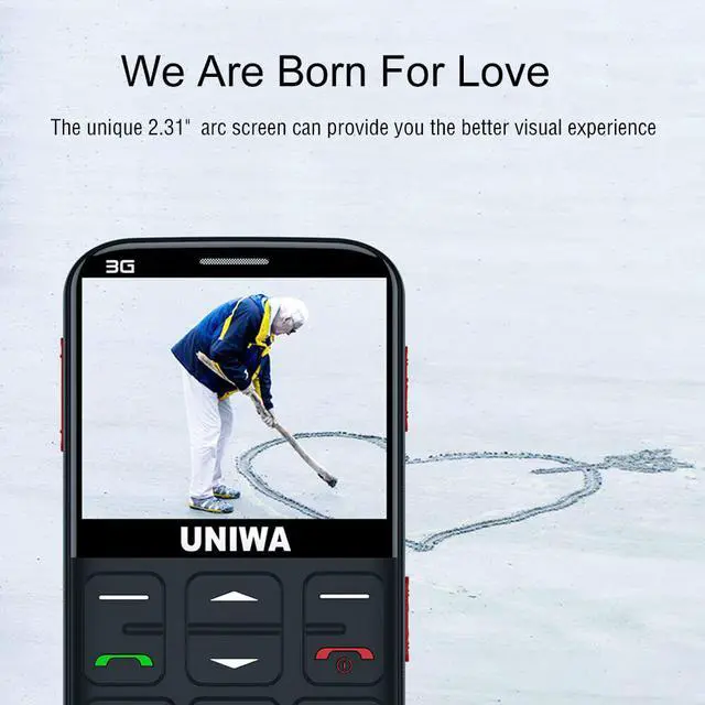 Alt view image 2 of 7 - UNIWA Unlocked Cell Phone 3G Senior Cell Phone WCDMA GSM Cell Phone for Senior Citizen & Kids 2.31” Curved Screen Embossed Keyboard Big Button Big Font SOS Emergency Simple Phone with Charging Dock