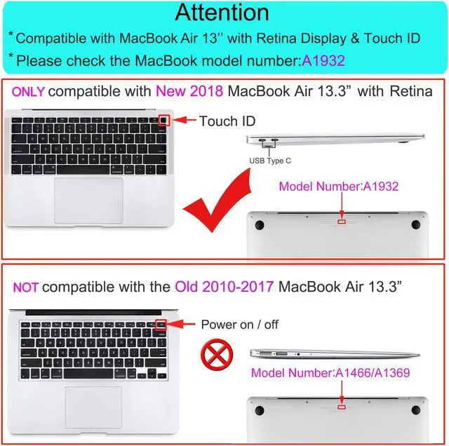 Alt view image 2 of 7 - Werleo MacBook Air 13 Inch Case 2018 Release A1932 Rubberized Hard Shell Protective Case for MacBook Air 13 inch Model A1932 with Keyboard Skin Cover