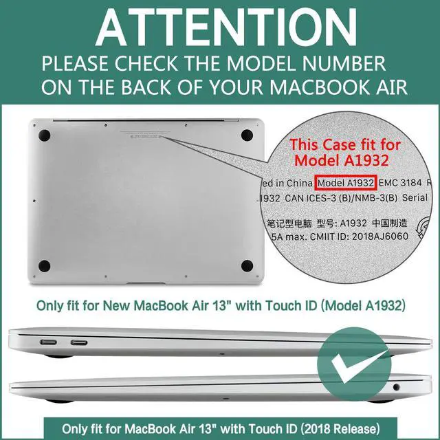 Alt view image 3 of 7 - Werleo MacBook Air 13 Inch Case 2018 Release A1932 Rubberized Hard Shell Protective Case for MacBook Air 13 inch Model A1932 with Keyboard Skin Cover