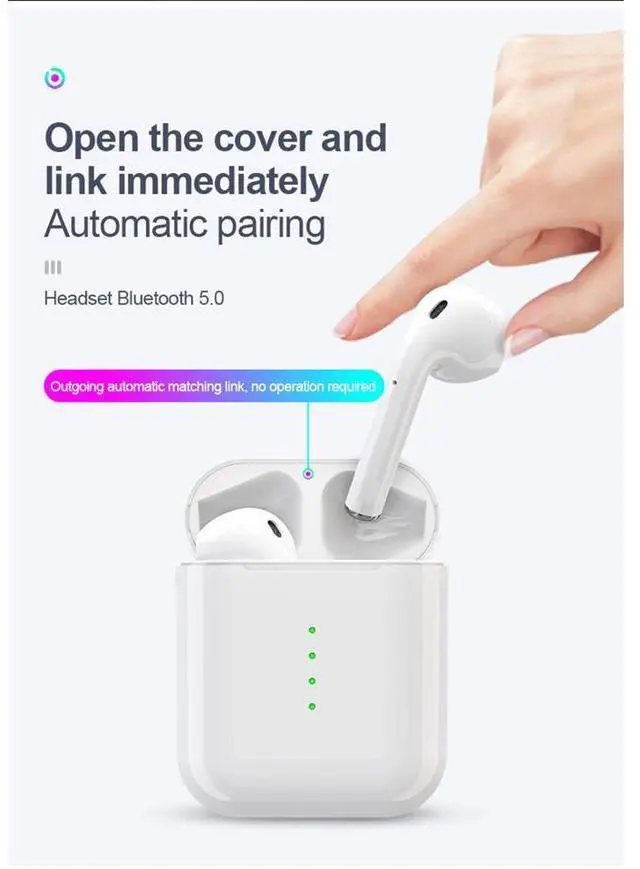 Alt view image 5 of 7 - Wireless Bluetooth Earbuds Werleo True TWS Wireless Headset Headphone Touch Control Binaural Earphones Hi-Fi Sound Mini Earphone with Charger Base for iPad Air iPod iPhone Android White