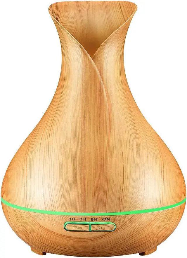 Main image of Werleo 400ml Wood Grain Aromatherapy Essential Oil Diffuser Ultrasonic Cool Mist Humidifier with Wood Grain Design 4 Timer Settings for Office Room Spa