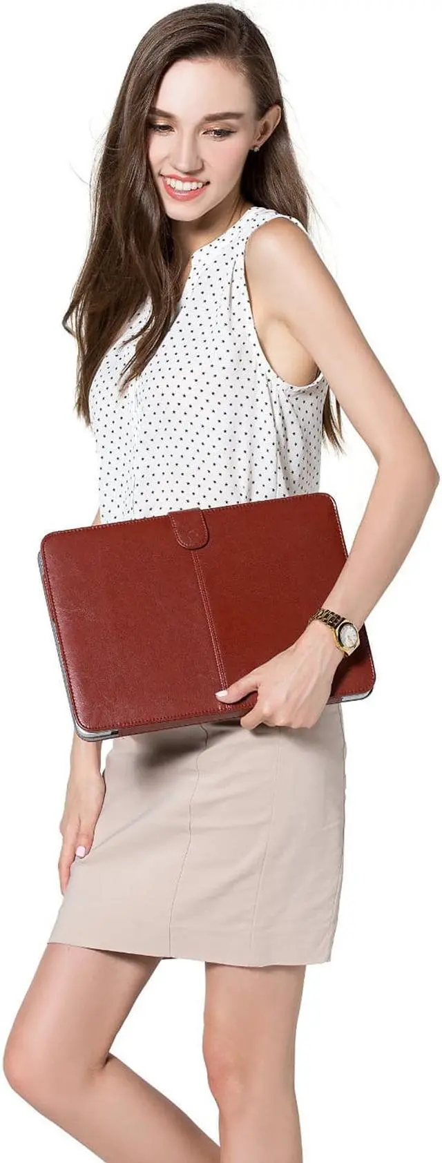 Alt view image 6 of 7 - WERLEO PU Leather Case For MacBook Pro 13 Inch with Retina Display No CD-ROM Model A1502 / A1425 - Version 2015/2014/2013/end 2012 - Book Cover Folio Sleeve Brown