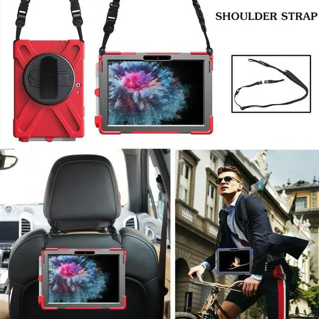 Alt view image 3 of 7 - Microsoft Surface Go Case Heavy Duty Rugged Case Cover with Pen Holder 360 Degree Rotating Hand Strap Kickstand + Shoulder Strap for Surface Go 10 Inch 2018 Not Compatible Type Cover Keyboard