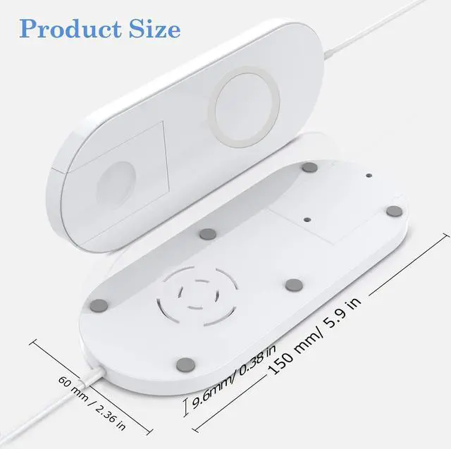 Alt view image 7 of 7 - WERLEO Wireless Charger for Apple Watch 2-in-1 Charging Pad Stand Compatible with for Apple iPhone Xs XS Max XR X 8 Plus Apple Watch Series 3 2 1