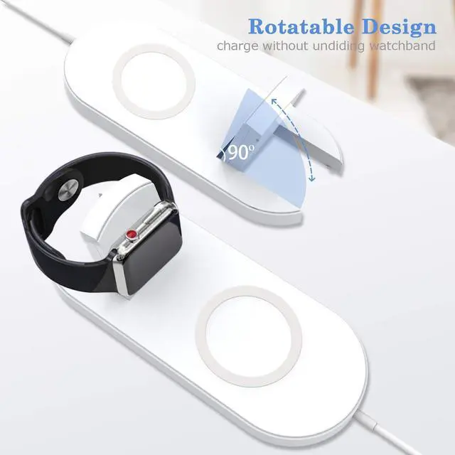 Alt view image 3 of 7 - WERLEO Wireless Charger for Apple Watch 2-in-1 Charging Pad Stand Compatible with for Apple iPhone Xs XS Max XR X 8 Plus Apple Watch Series 3 2 1