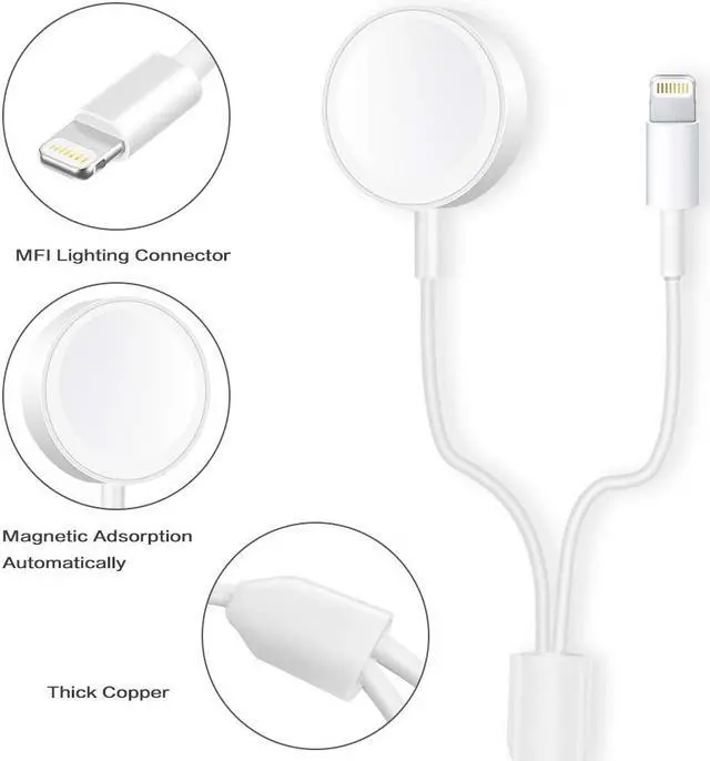 Alt view image 4 of 7 - Updated Version Watch Charger Magnetic Cable for iWatch 5 4 3 2 1 2-in-1 Wireless Charging Cable Compatible with Apple Watch Series 5 4 3 2 1 and iPhone 11 Pro 11 Pro Max XR XS XS Max X 8 7 6