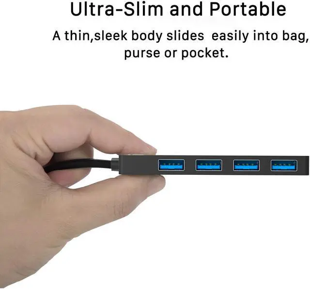 Alt view image 2 of 6 - USB Hub WERLEO 4 Port USB 3.0 Hub Ultra Slim Portable Data Hub Applicable for iMac Pro MacBook Air Mac Mini / Pro Surface Pro Notebook PC Laptop USB Flash Drives and Mobile HDD