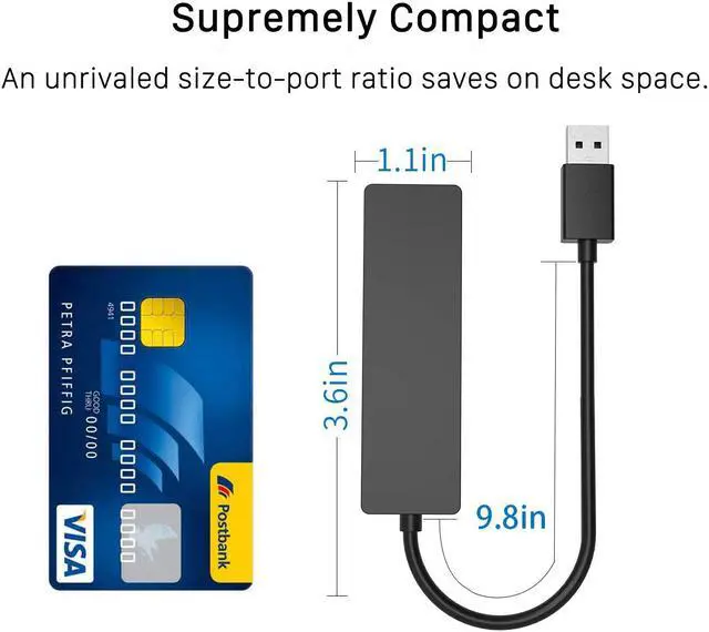 Alt view image 4 of 6 - USB Hub WERLEO 4 Port USB 3.0 Hub Ultra Slim Portable Data Hub Applicable for iMac Pro MacBook Air Mac Mini / Pro Surface Pro Notebook PC Laptop USB Flash Drives and Mobile HDD