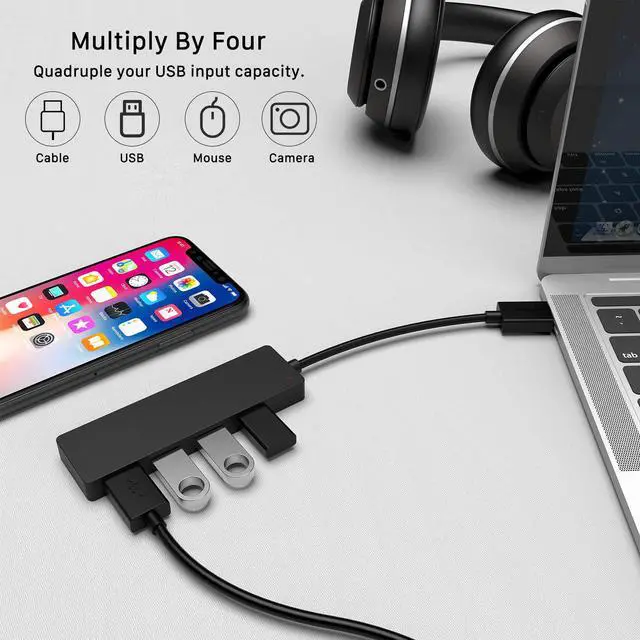 Alt view image 5 of 6 - USB Hub WERLEO 4 Port USB 3.0 Hub Ultra Slim Portable Data Hub Applicable for iMac Pro MacBook Air Mac Mini / Pro Surface Pro Notebook PC Laptop USB Flash Drives and Mobile HDD