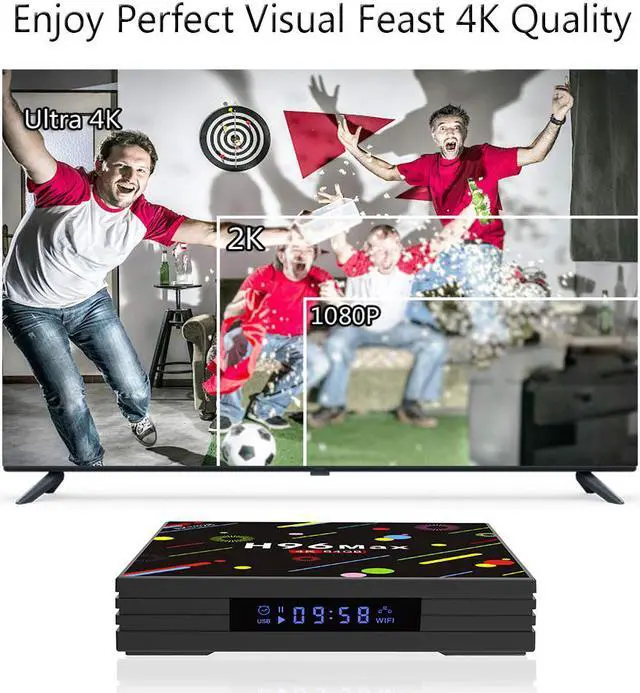 Alt view image 5 of 7 - Android 8.1 4K Smart TV Box 4G + 64GB H96 Max Display Screen RK3328 UHD Quad-Core WiFi Ultra HD H.265 Bluetooth