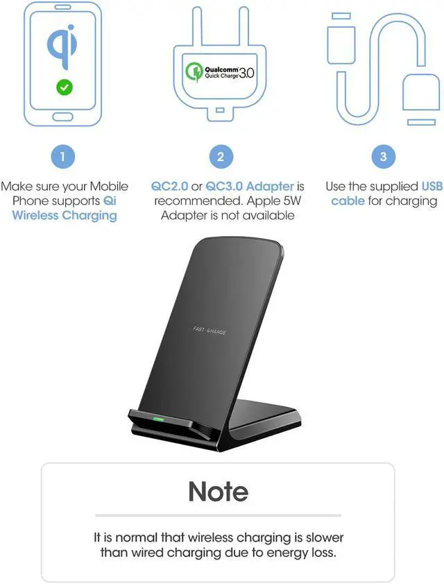 Alt view image 3 of 7 - Werleo Qi Wireless Charger 10W Fast Wireless Charger for Samsung Galaxy S10 S10+ S10E S9 Note 9 Qi Certified Compatible iPhone Xs Max Xs XR X 8 8 Plus 5W for All Qi-Enabled Phones - No AC Adpater