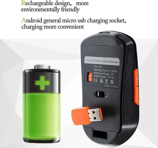 Alt view image 6 of 7 - Wireless Voice Mouse Smart AI Wireless Voice Mouse Support Voice Typing Searching Translation One-Click Translate Muti-Languages 2.4G Hz Voice Mouse for Windows Laptop PC Computer