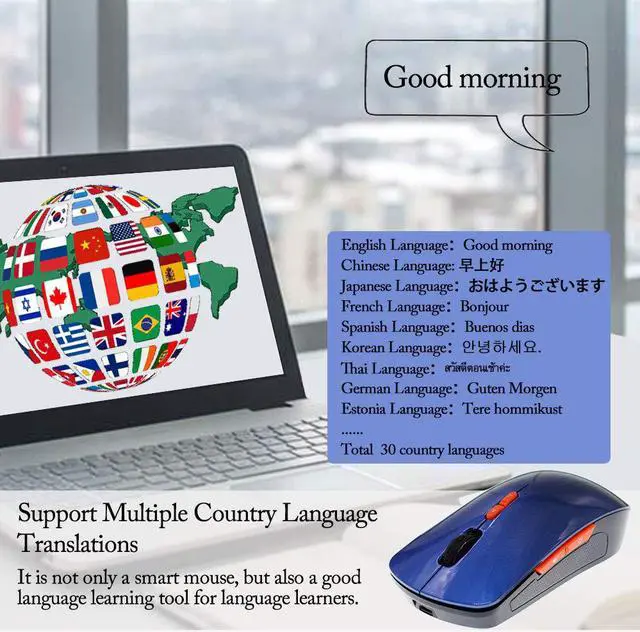 Alt view image 3 of 7 - Wireless Voice Mouse Smart AI Wireless Voice Mouse Support Voice Typing Searching Translation One-Click Translate Muti-Languages 2.4G Hz Voice Mouse for Windows Laptop PC Computer