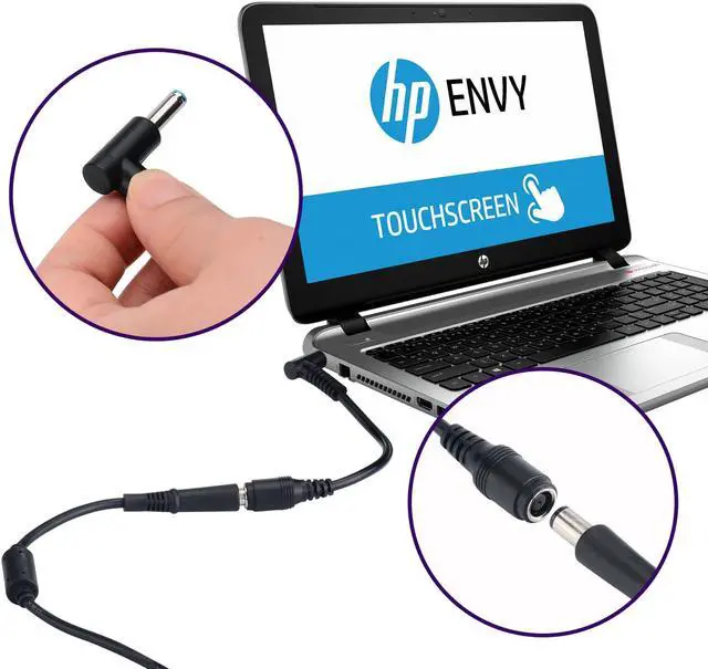 Alt view image 4 of 6 - Werleo Adapter Power Supply 7.4x5.0mm to 4.5x3.0mm Tip Connector Converter for HP Stream Spectre Pavilion Envy Elitebook Split Chromebook Replacement Laptop Charger HP Power Cord - 2 Pack