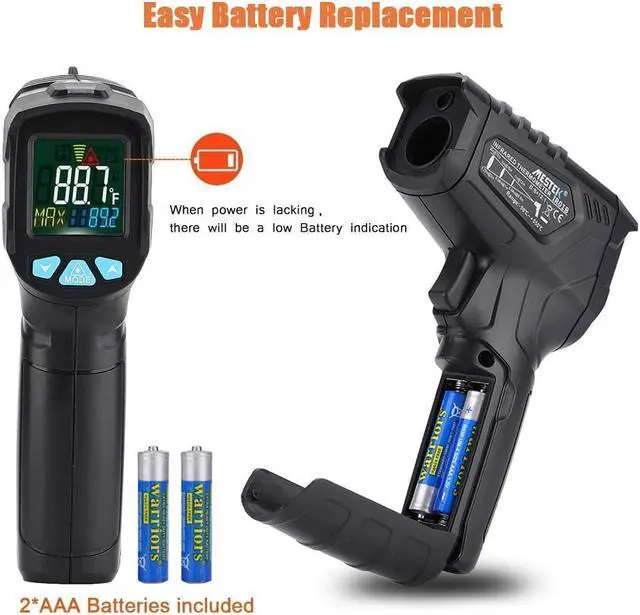Alt view image 7 of 7 - Infrared Thermometer Non-Contact Digital Laser IR Temperature Gun for Kitchen Meat Food Cooking BBQ Automotive Industrial Thermostat with Flashlight HD Backlight LCD Temp Display