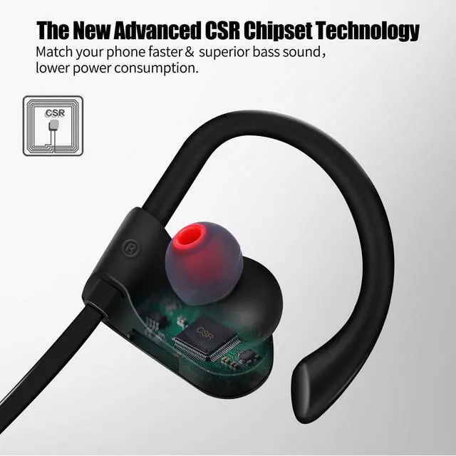 Alt view image 3 of 7 - Werleo Bluetooth Headphones Wireless Sports Earphones with Mic IPX7 Waterproof HD Stereo Sweatproof Earbuds for Gym Running 7-9 Hrs Playback Noise Cancelling Headsets - Black