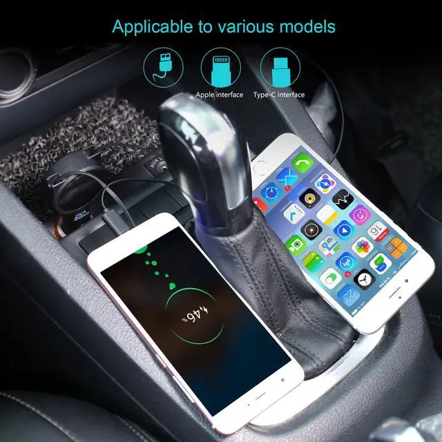 Alt view image 7 of 7 - Car Charger Werleo Quick Charge with 2.3FT Dual Retractable Cable Compatible Replacement for iPhone Xs Max XR X 8 7 6 5s Samsung Galaxy S9 S8 Plus Note 8 LG V30 G6 Google Pixel 2XL and 1 USB Port