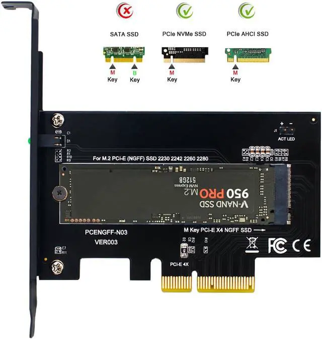 Alt view image 5 of 5 - Werleo M.2 PCIe to PCIe 3.0 x4 Adapter - Support M.2 PCIe 2280, 2260, 2242, 2230