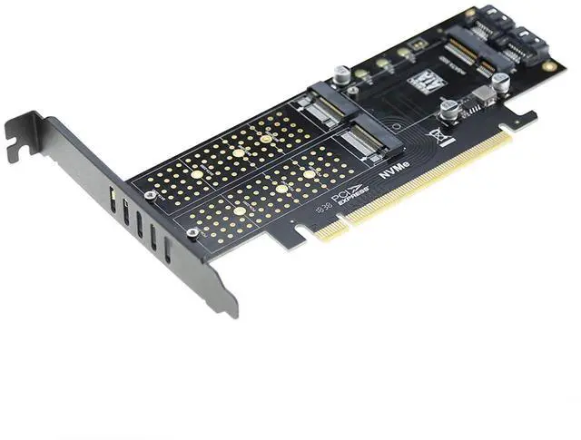 Alt view image 4 of 7 - 3 in 1 M.2 and mSATA SSD Adapter Card for M.2 NVME to PCIE Adapter M.2 SATA SSD to SATA III Adapter mSATA to SATA Adapter (with 2 Aluminum Heatsink)
