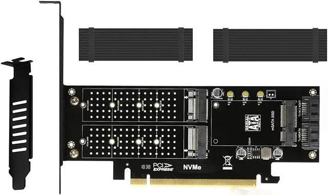 Main image of 3 in 1 M.2 and mSATA SSD Adapter Card for M.2 NVME to PCIE Adapter M.2 SATA SSD to SATA III Adapter mSATA to SATA Adapter (with 2 Aluminum Heatsink)