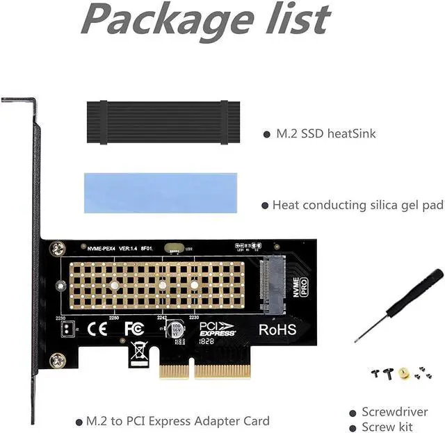 Alt view image 7 of 7 - M.2 NVME to PCIe 3.0 x4 Adapter with Aluminum Heatsink Solution