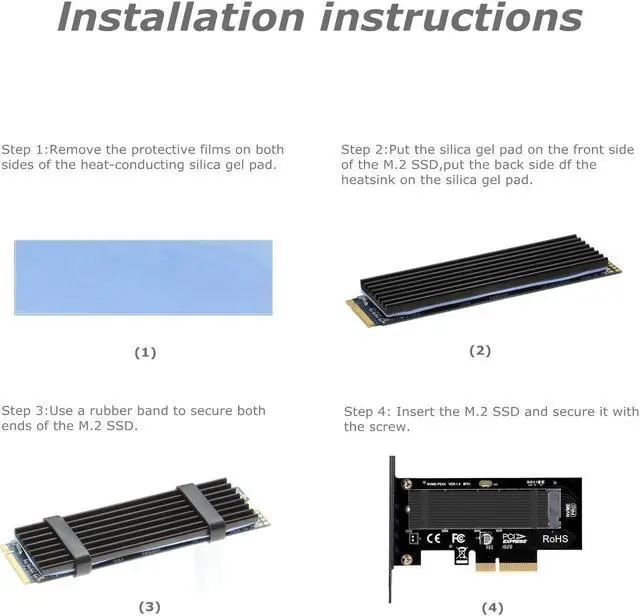Alt view image 6 of 7 - M.2 NVME to PCIe 3.0 x4 Adapter with Aluminum Heatsink Solution