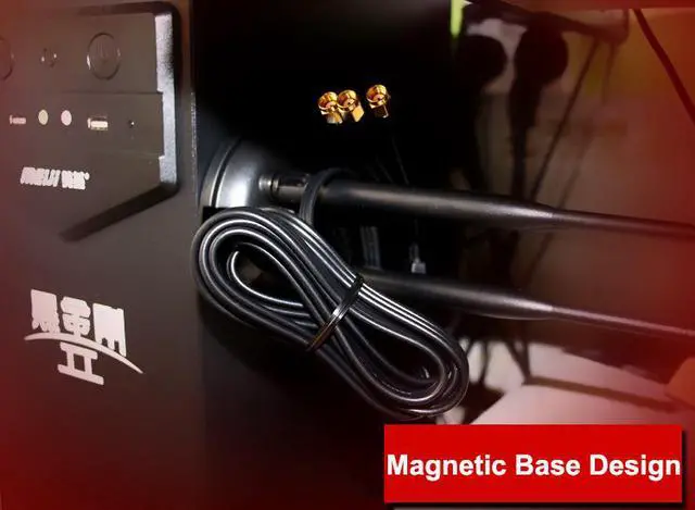 Alt view image 6 of 6 - WiFi Gain Antenna SMA Male Interface with Magnetic Base 2.4GHz / 5GHz Dual Band 3 Group 6DB LTE Antenna for WiFi Wireless Router Mobile Hotspot Signal Enhancement Amplifier