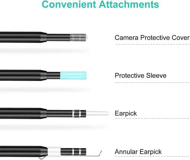 Alt view image 7 of 7 - Ear Otoscope Werleo Black 16 Wireless Ear Camera 1.3 Megapixels WiFi Ear Scope USB Ear Cleaning Endoscope Digital Inspection Otoscope with 6 Adjustable LEDs for iOS and Android Dvices Windows