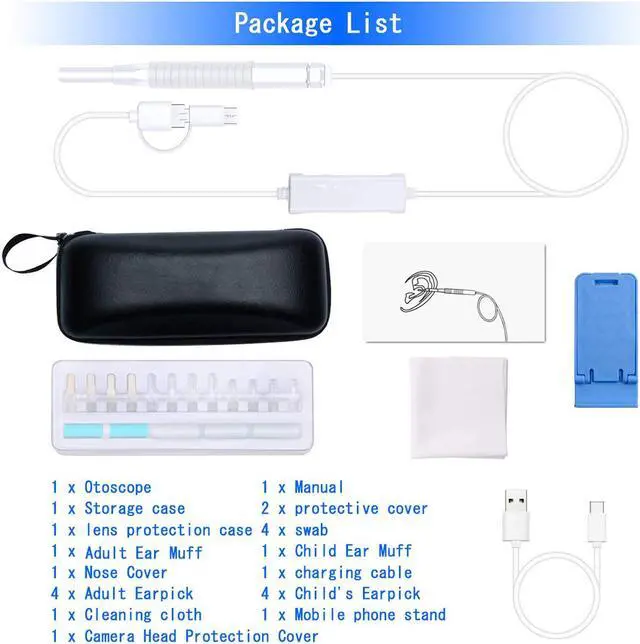 Alt view image 7 of 7 - Werleo Ear Otoscope Wireless Ear Endoscope 1.3 Megapixels Wifi Ear Scope Camera USB Ear Cleaning Tool Digital Inspection Camera with 6 Adjustable LEDs for iPhone and Android Smartphone Windows