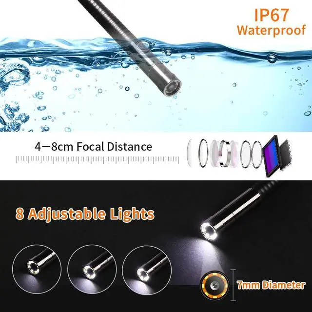 Alt view image 6 of 7 - Industrial Endoscope Werleo 1080P Full HD 4.3 inch LCD Digital Inspection Camera with 5M Semi-Rigid Tube 2600mAh Battery 32GB Memory DVR Waterproof Borescope Snake Camera