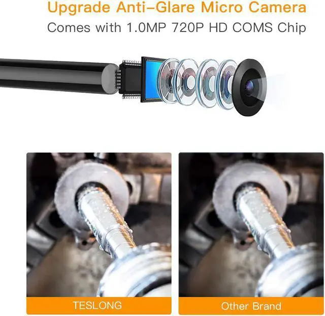 Alt view image 2 of 7 - WERLEO Professional Endoscope with Upgrade 4.3 inch Screen 720P HD Industrial Borescope with 5.5mm Inspection Camera Waterproof Semi-Rigid Cable 6 LED 2600mAh Battery